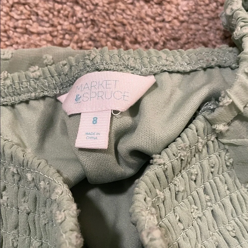 Market & Spruce Textured Green Off-Shoulder Long Sleeve Dress
